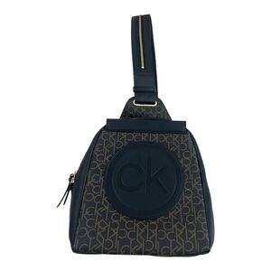 Calvin Klein Mia Backpack Brown Black Logo Women Backpacks Casual Double Zip